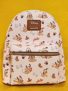 Loungefly Disney Pluto Baby Dog Butterfly AOP Soft Tag Mini Backpack NEW